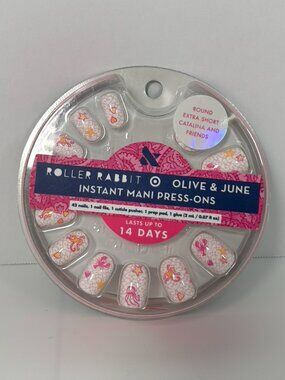 Roller Rabbit x Olive & June Press-On Nails XS Round 42ct NWT Instant Mani